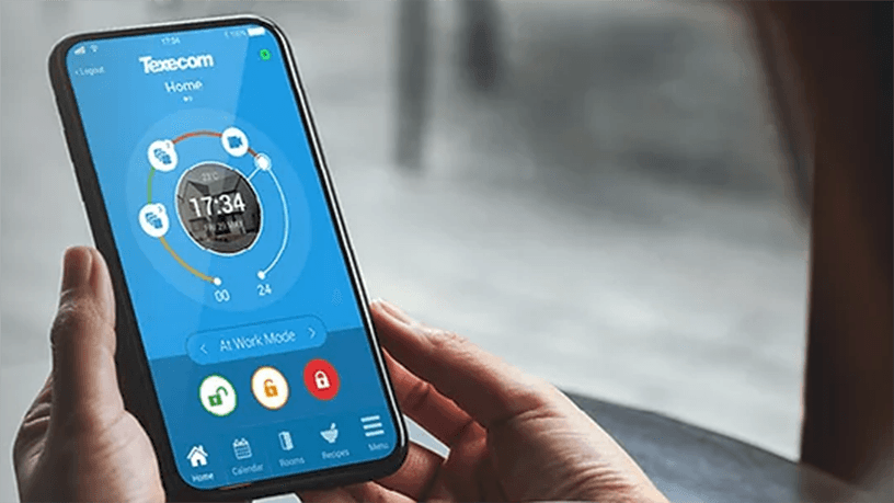 Burglar alarm phone app in use
